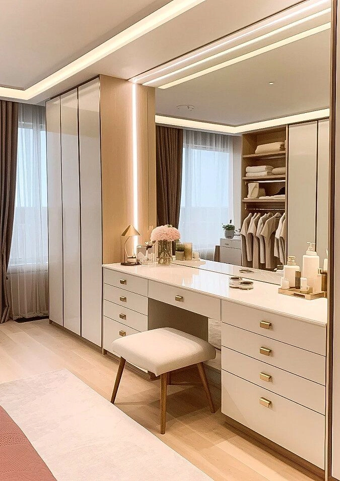 Dressing table with storage cabinet